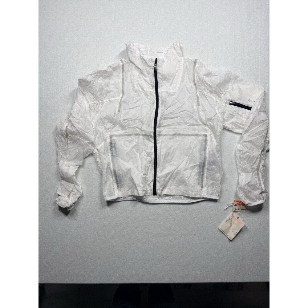 Free People Movement Packable Hooded Jacket White XS Lightweight Zip Front NWT